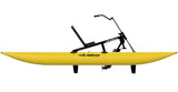 Lateral view of yellow waterbike with seat.