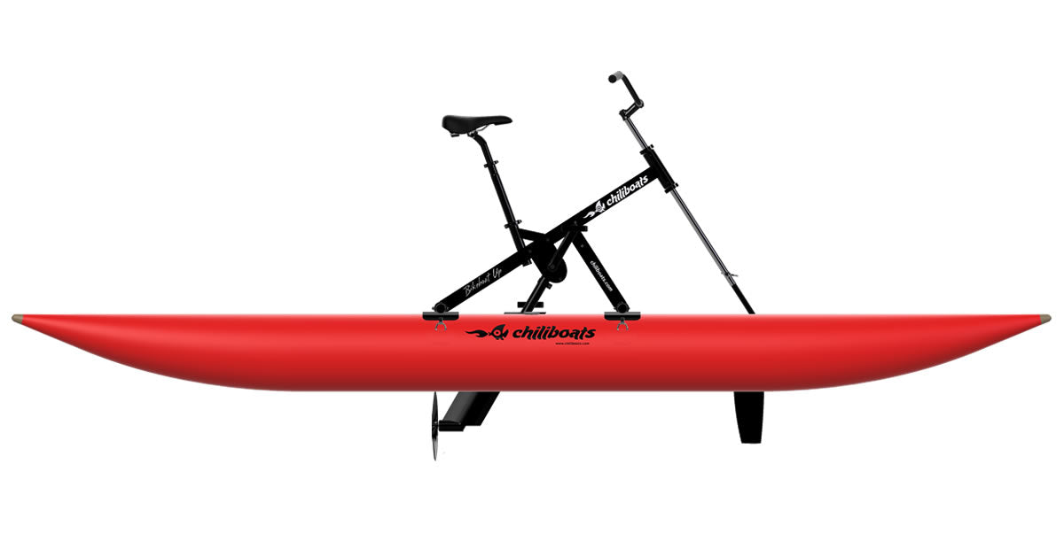 Lateral view of red waterbike up model.