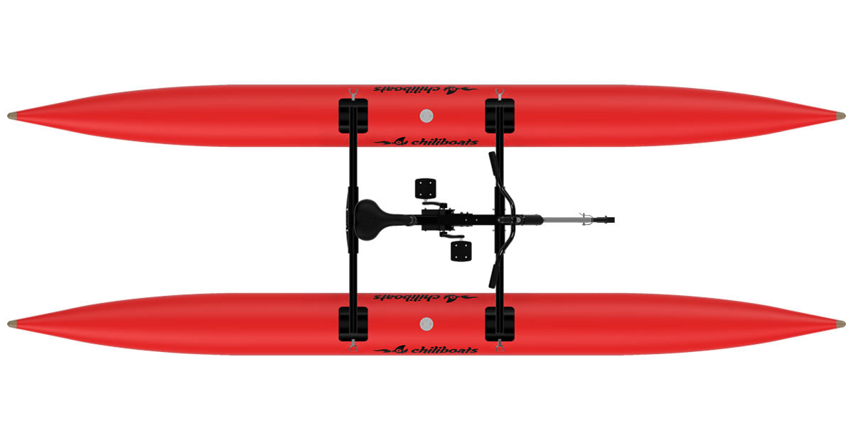 Top view of red waterbike up model.