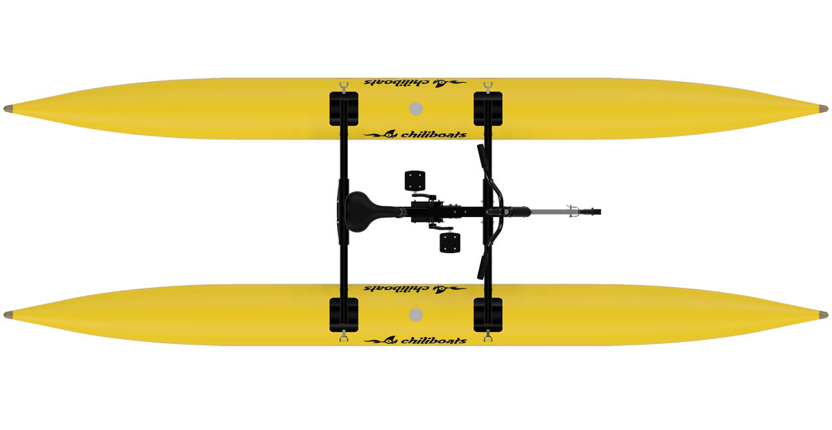 Top view of yellow waterbike up model.