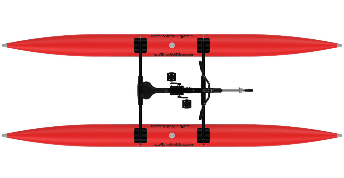 Top view of red waterbike up model.