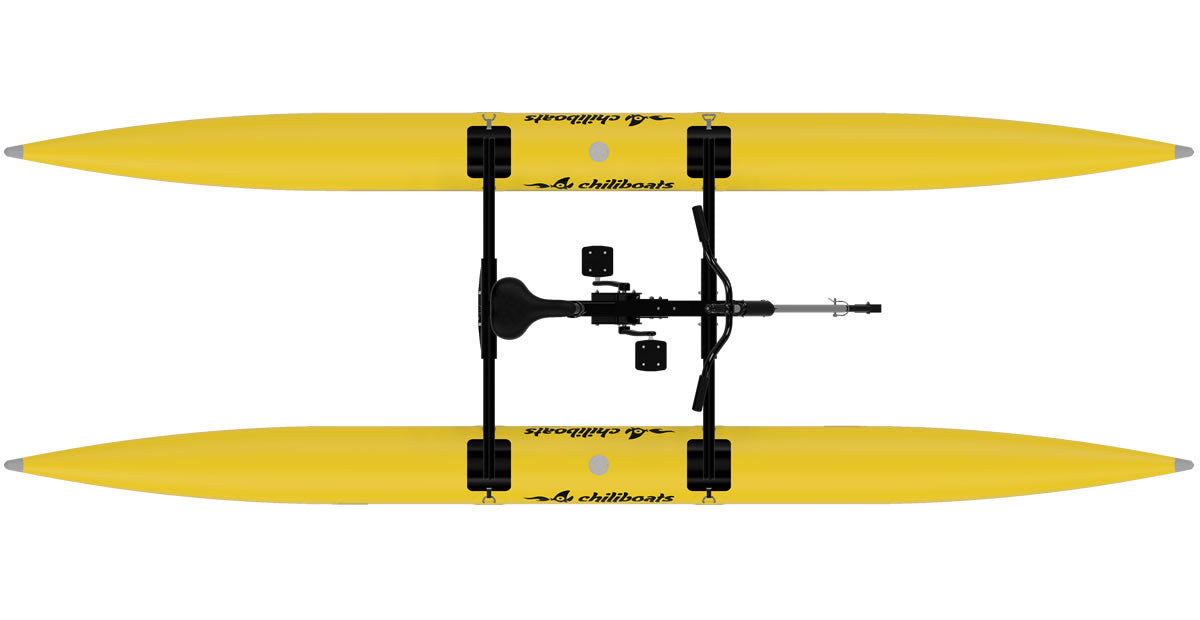 Top view of yellow waterbike up model.
