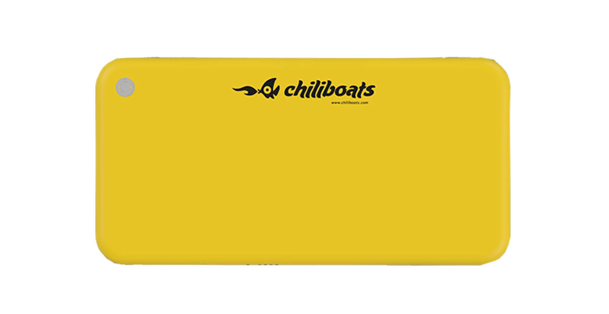 Yellow inflatable deck top view.